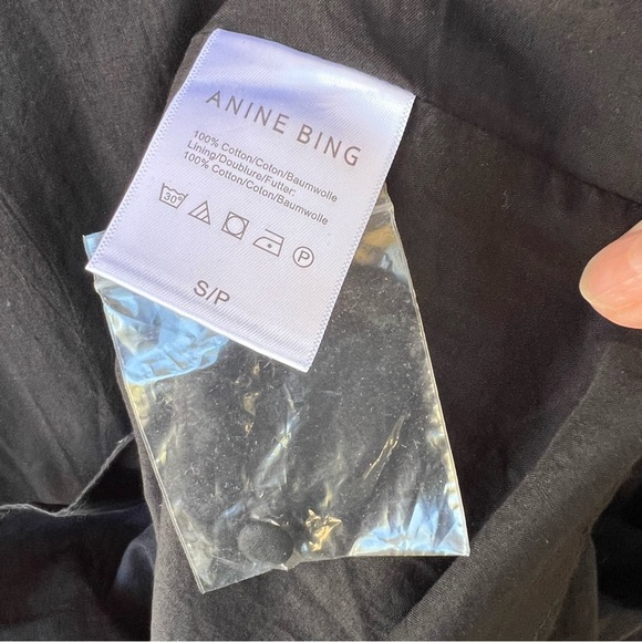 ANINE BING FLOUNCY V-NECK LONG BALLOON SLEEVE GODET DRESS BLACK NWT SIZE… - Picture 14 of 16